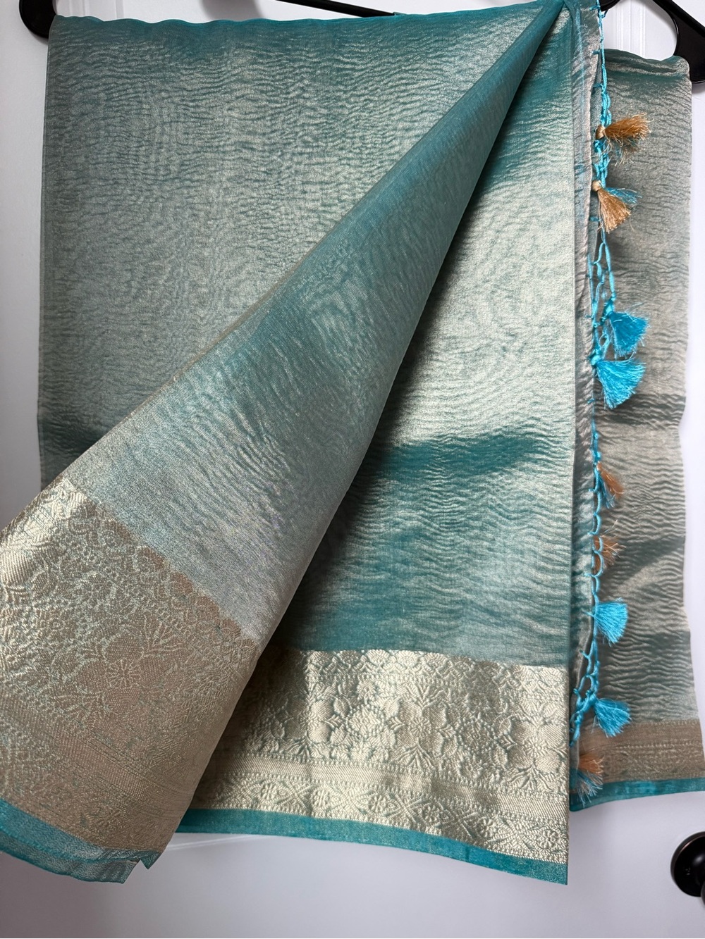 Designer Light Mint Saree with Blouse Piece